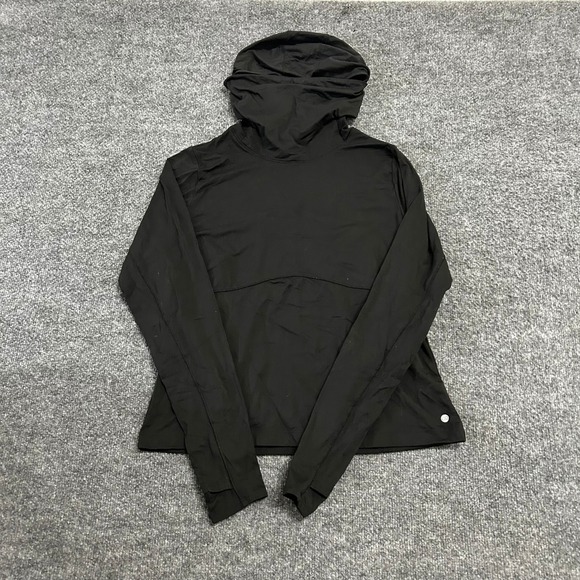 lululemon athletica Tops - Lululemon Hoodie Womens Size 8 Black Long Sleeve Masked Running Athletic Top